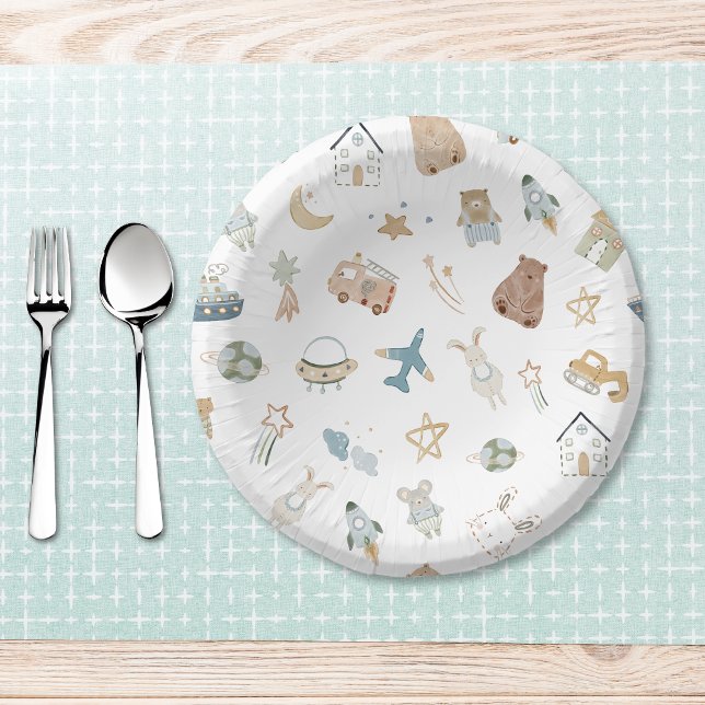 Whimsical Oh Boy Watercolor Doodle Baby Shower Paper Bowls (Whimsical Oh Boy Watercolor Doodle Baby Shower Paper Bowls)