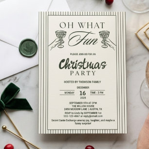 Whimsical Oh What Fun Cocktail Christmas Party  Invitation