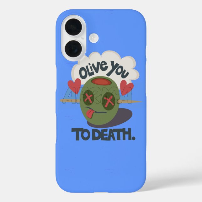 Whimsical "Olive My Heart" Funny Face Design Case-Mate iPhone Case (Back)