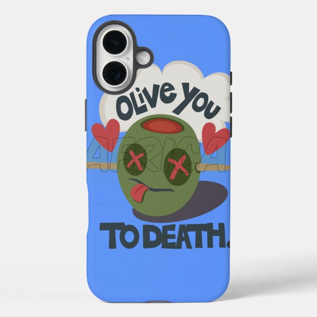 Whimsical "Olive My Heart" Funny Face Design Case-Mate iPhone Case (Back)