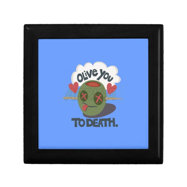 Whimsical "Olive My Heart" Funny Face Design Keepsake Box (Front)