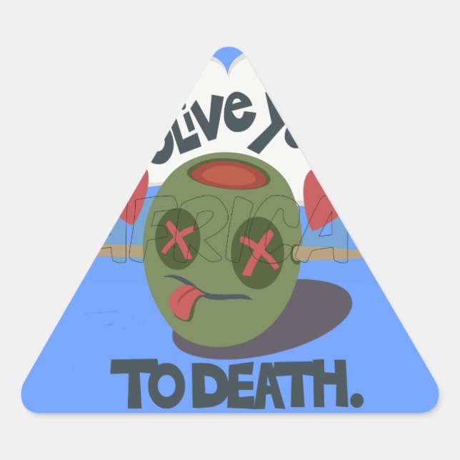 Whimsical "Olive My Heart" Funny Face Design Triangle Sticker (Front)