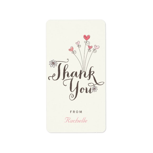 Whimsical One Baby Girl 1st Birthday Thank You Label (Front)