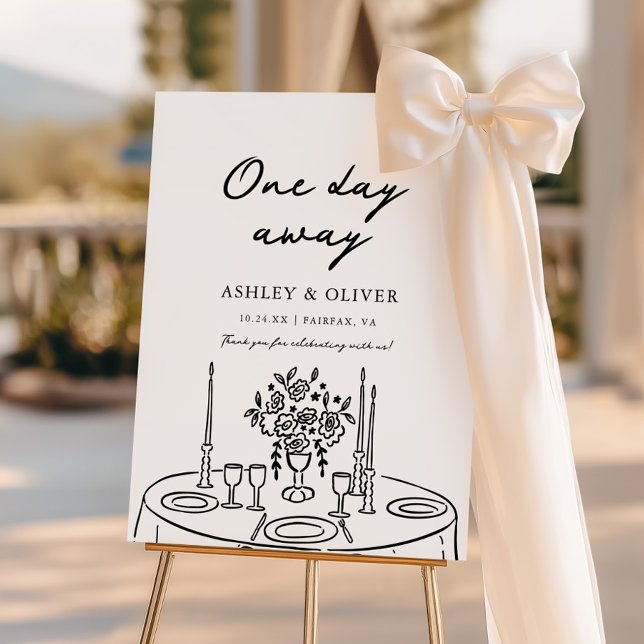 Whimsical One Day Away Rehearsal Dinner Foam Board (Creator Uploaded)