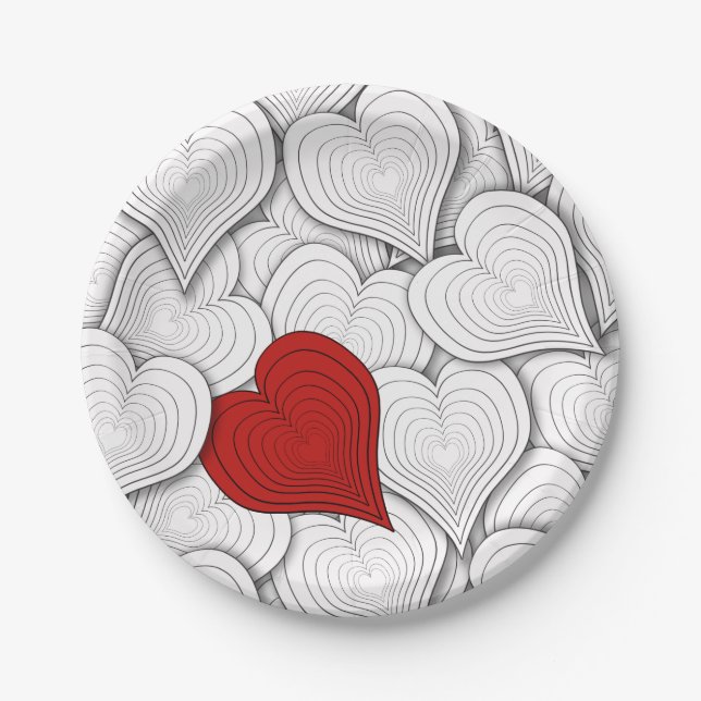 Whimsical Onion Hearts Illustration Paper Plates (Front)