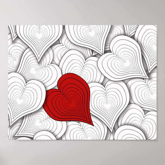 Whimsical Onion Hearts Illustration Poster (Front)