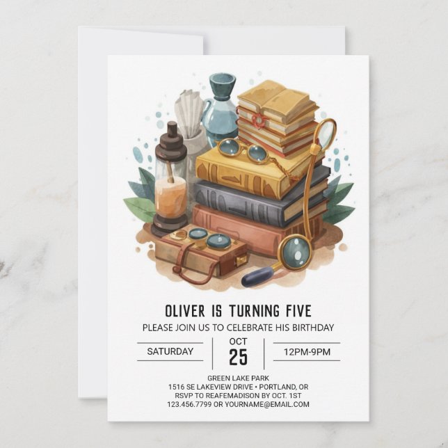 Whimsical Online Detective Birthday Invitation (Front)