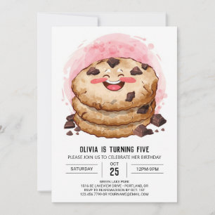 Whimsical Online Pink Cookies Birthday Invitation