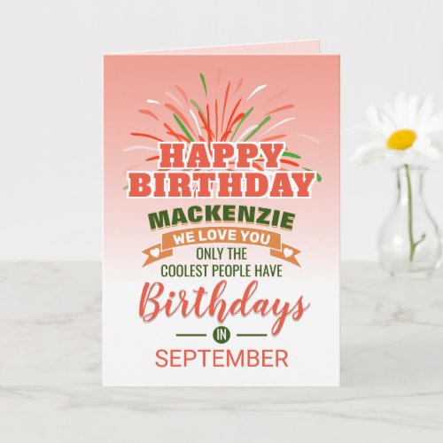 Whimsical Orange and Green Cool Fireworks Birthday Card
