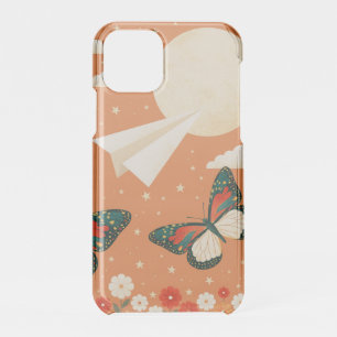 Whimsical Orange Boho Nature Butterfly Moon iPhone 11 Pro Case