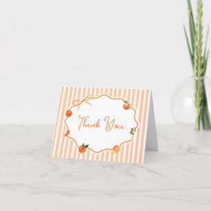 Whimsical Orange Bow Little Cutie Baby Shower Thank You Card
