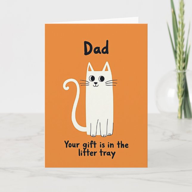 Whimsical Orange Cat Father Card (Front)
