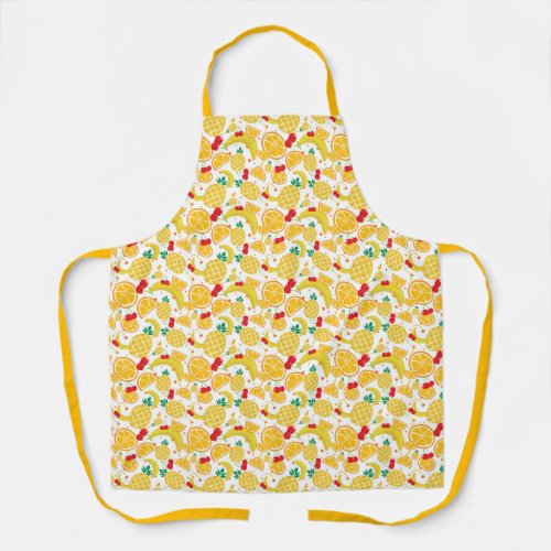 Whimsical Orange Cherry Banana Pineapple Fruit Apron