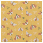 Whimsical Orange Ecru Moths  Fabric