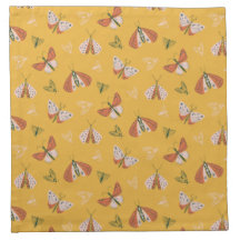 Whimsical Orange Ecru Moths Pattern