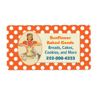 Whimsical Orange Polka Dot Bakery Label
