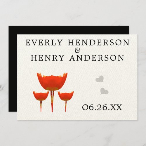 Whimsical Orange Poppy Wedding Save the Date Invitation