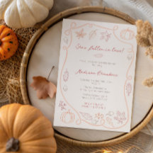 Whimsical Orange Red Fall In Love Bridal Shower