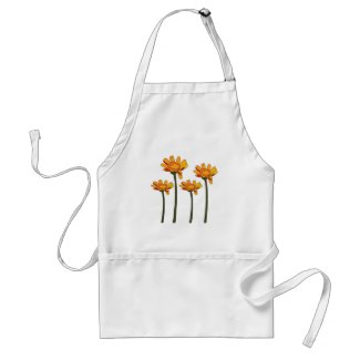 Whimsical Orange Red Flower Floral Adult Apron