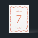 Whimsical Orange Wedding Table Number Card<br><div class="desc">Whimsical Orange Wavy Line Frame,  wedding table number card. Please note that table number cards must be numbered and added to your cart individually. Frame color and fonts can be changed by selecting the "edit using design tool" feature.</div>
