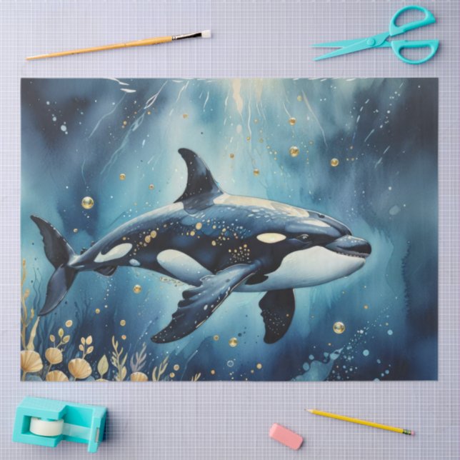 Whimsical Orca in the ocean Tissue Paper (Craft)