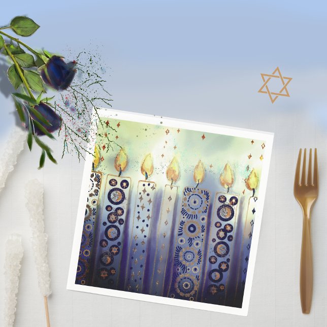 Whimsical Ornamental Candles Hanukkah  Napkins (Whimsical Ornamental Candles Hanukkah Napkins)