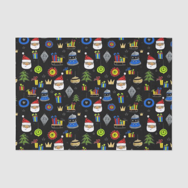 Whimsical Ornaments Modern Festive Christmas Tissue Paper (Front)