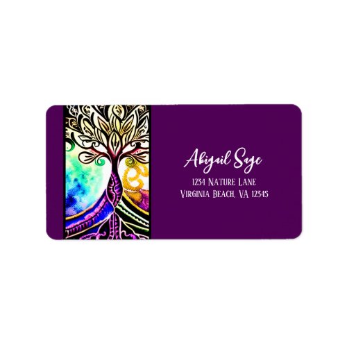 Whimsical Ornate Colorful Tree of Life Address Label
