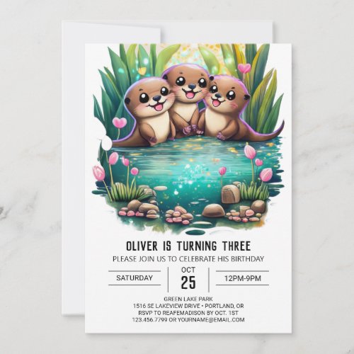 Whimsical Otter Birthday Invitation