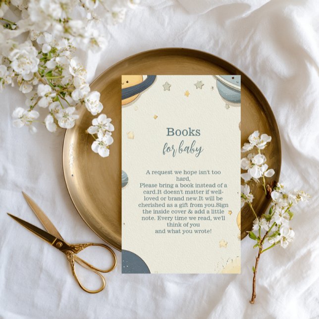 Whimsical Outer Space Baby Shower Books for Baby Enclosure Card (Creator Uploaded)