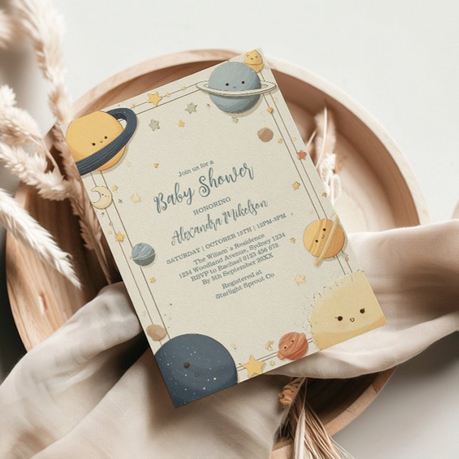 Whimsical Outer Space Baby Shower Invitation (Creator Uploaded)