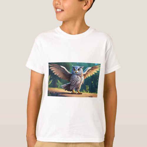 Whimsical Owl Adventures Sit Stride Soar T_Shirt