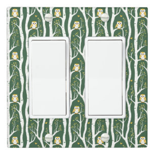 Whimsical Owl and Birch Tree Pattern Light Switch Cover