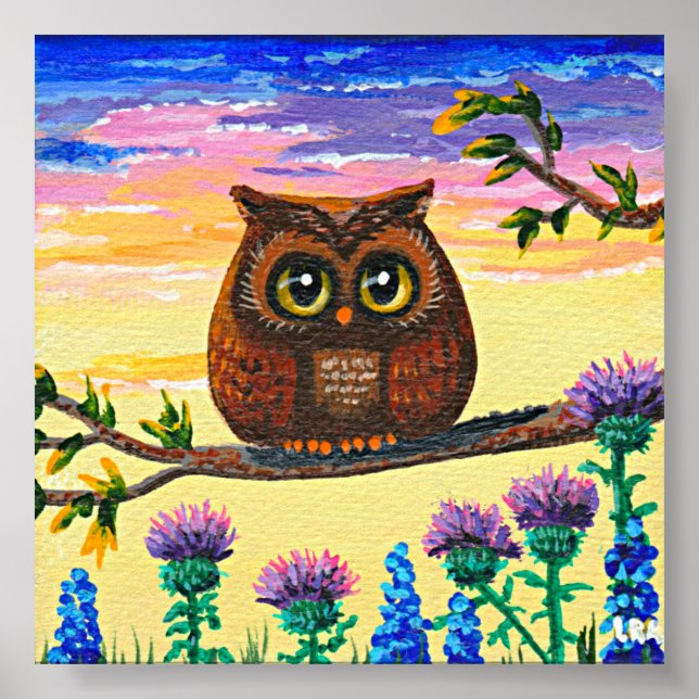 Whimsical Owl Art Art Forest Creationarts Poster (Front)