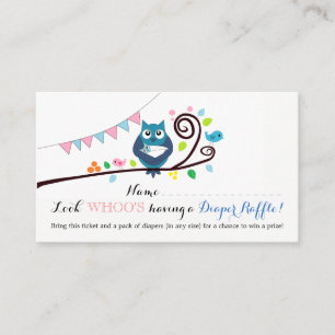 Whimsical Owl Baby Shower Diaper Raffle Ticket Enclosure Card