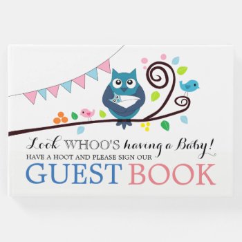 Whimsical Owl Baby Shower Guest Book by StampedyStamp at Zazzle