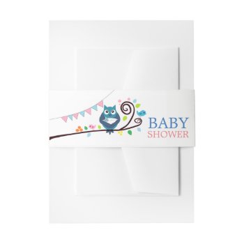 Whimsical Owl Baby Shower Invitation Belly Band by StampedyStamp at Zazzle