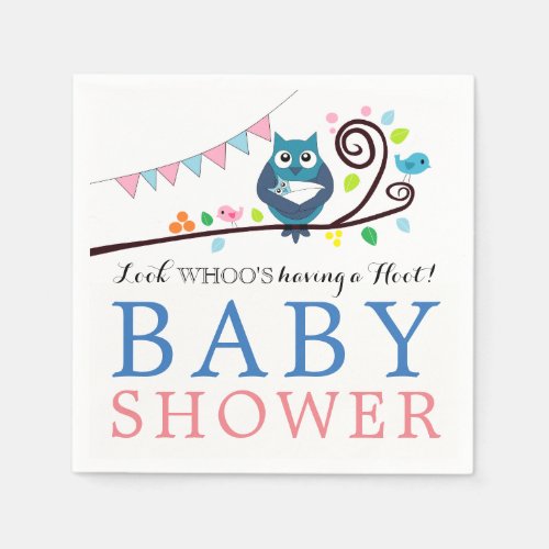 Whimsical Owl Baby Shower Paper Napkins