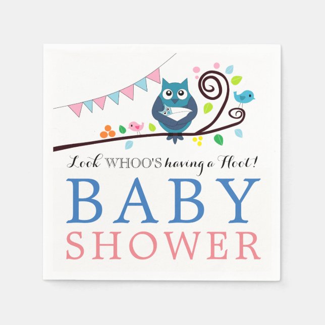 Whimsical Owl Baby Shower Paper Napkins (Front)