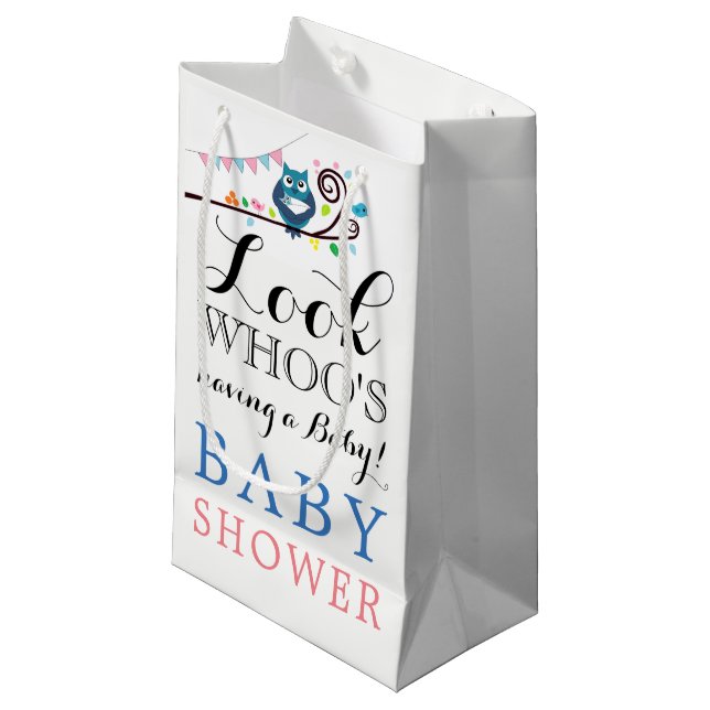 Whimsical Owl Baby Shower Small Gift Bag (Front Angled)