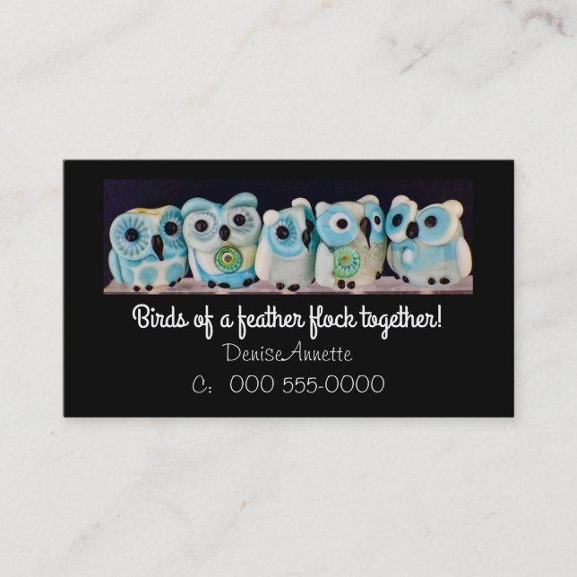 whimsical owl bead business card (Front)