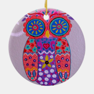 whimsical owl ceramic ornament