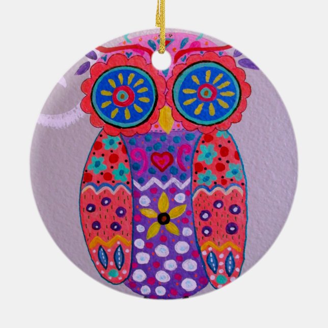 whimsical owl ceramic ornament (Back)