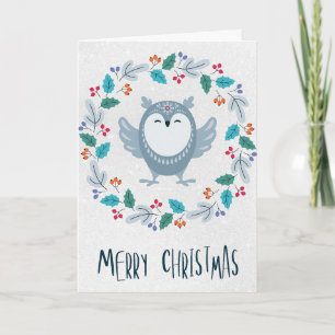 Whimsical Owl Christmas Card