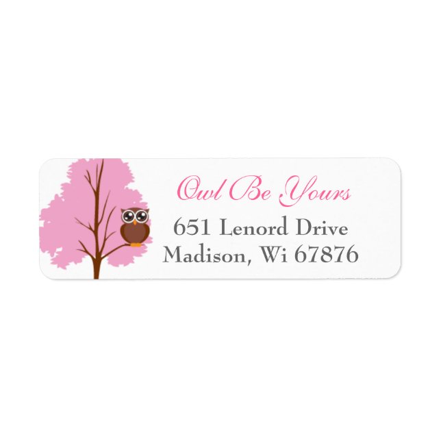Whimsical Owl & Flowers  Return Address Labels (Front)