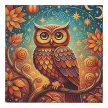 Whimsical Owl in the Night