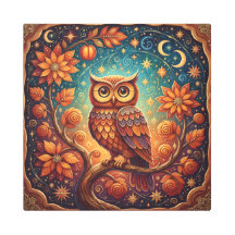 Whimsical Owl in the Night