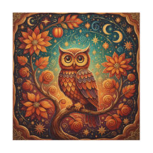 Whimsical Owl in the Night