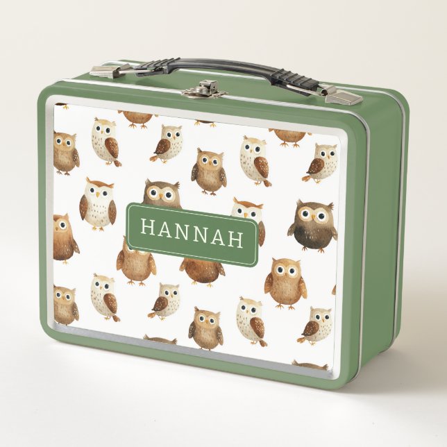 Whimsical Owl Metal Lunchbox (Front)