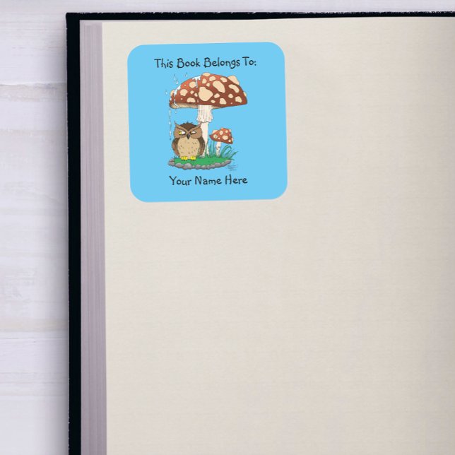 Whimsical Owl Mushroom Rain Shower Bookplate  (Creator Uploaded)